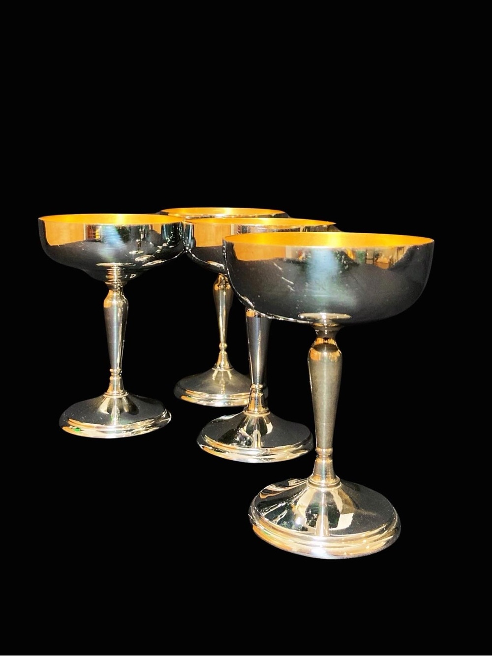 Silverplate on Copper champagne/cocktail goblets